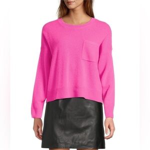 NWT Antonio Melani Kimberly Crewneck Pocket Cashmere Sweater Pink XL